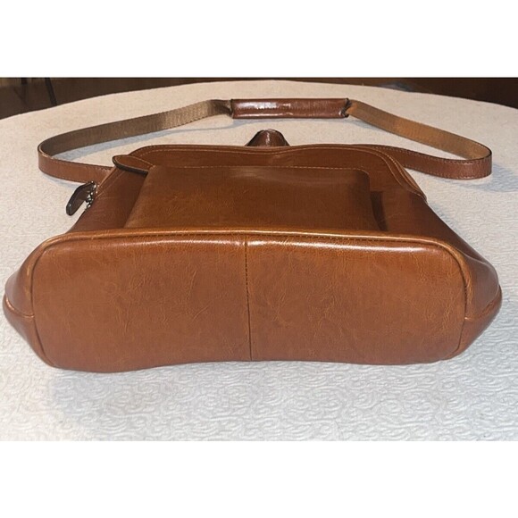 Heshe Cognac Brown Colored Leather Convertible Backpack Crossbody Gorgeous main image 10